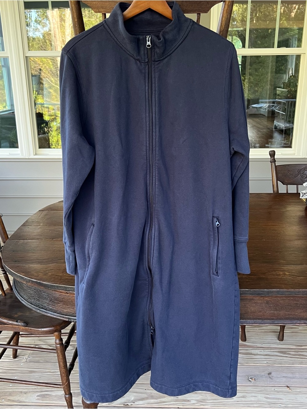 Duluth Trading Co Souped Up Fleece Zip Front Robe Blue XL